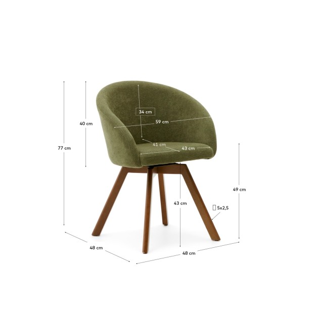 Silla giratoria Marvin chenilla verde...