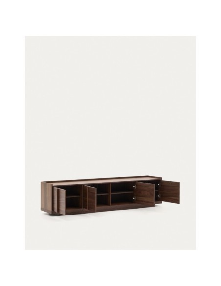 Mueble TV Onix de chapa de nogal con acabado oscuro 200 x 45 cm FSC Mix Credit - Kave Home