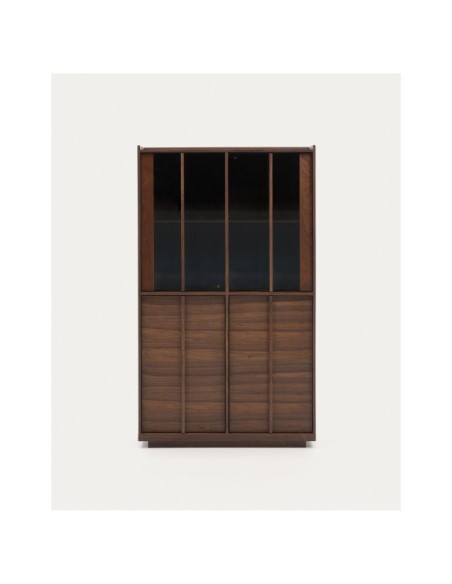 Vitrina Onix madera maciza nogal y chapa de nogal acabado oscuro 101x170 cm FSC Mix Credit - Kave Home