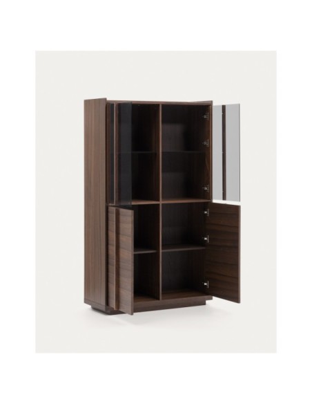 Vitrina Onix madera maciza nogal y chapa de nogal acabado oscuro 101x170 cm FSC Mix Credit - Kave Home