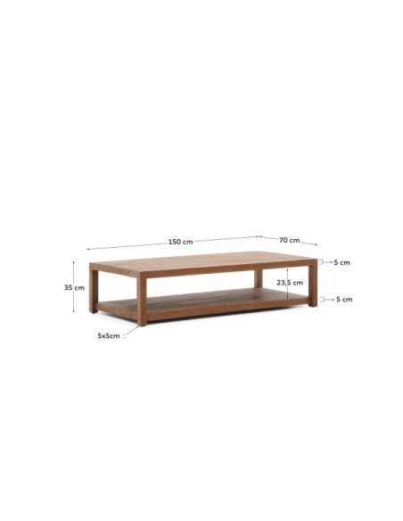 Mesa de centro Sashi de madera maciza de teca 150 x 70 cm - Kave Home