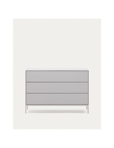 Cómoda Vedrana 3 cajones DM lacado blanco 110 x 75 cm - Kave Home