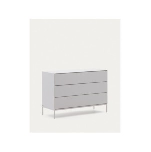 Cómoda Vedrana 3 cajones DM lacado blanco 110 x 75 cm -... 2