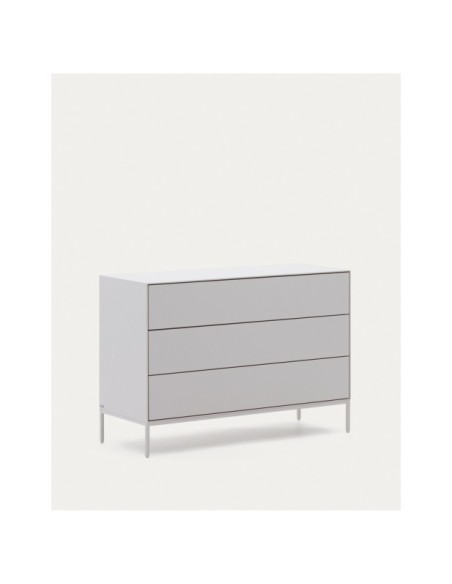 Cómoda Vedrana 3 cajones DM lacado blanco 110 x 75 cm - Kave Home