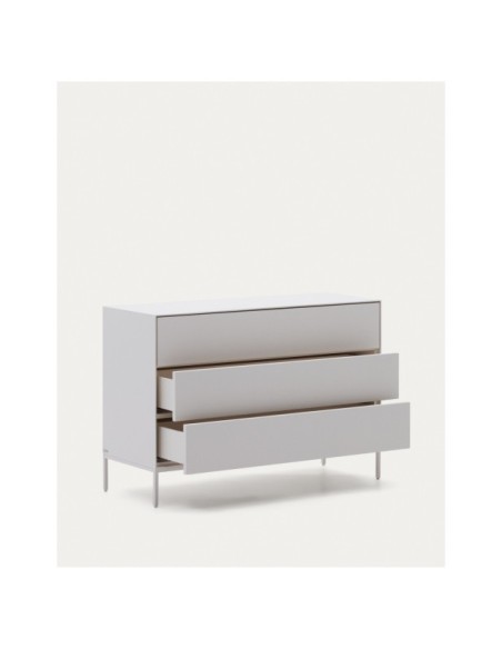 Cómoda Vedrana 3 cajones DM lacado blanco 110 x 75 cm - Kave Home