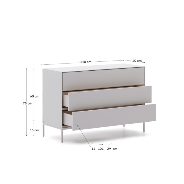 Cómoda Vedrana 3 cajones DM lacado...