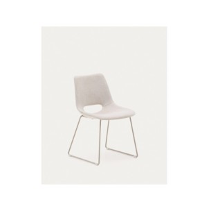 Silla Zahara beige y patas de acero con acabado beige -...