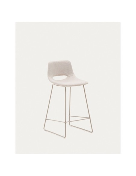 Taburete Zahara beige y acero con acabado beige altura 65 cm - Kave Home