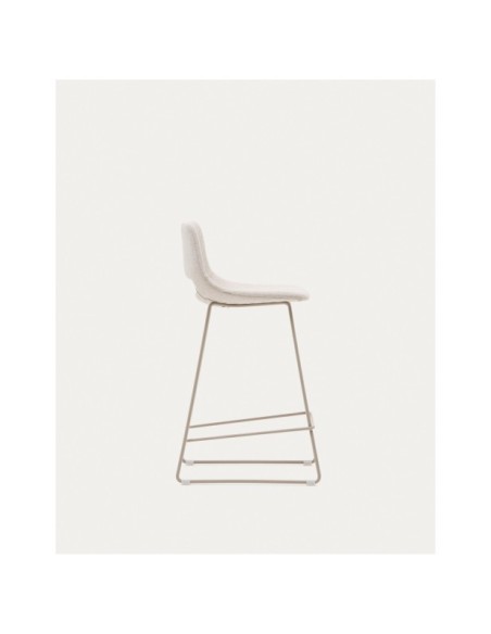 Taburete Zahara beige y acero con acabado beige altura 65 cm - Kave Home