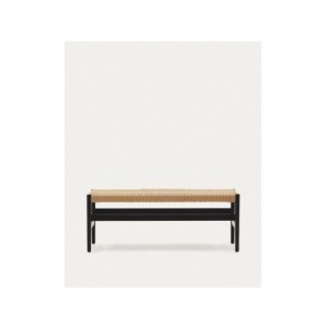 Banco Zaide de madera maciza de roble con acabado negro y...