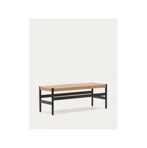 Banco Zaide de madera maciza de roble con acabado negro y... 2