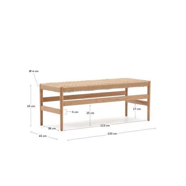 Banco Zaide de madera maciza de roble...