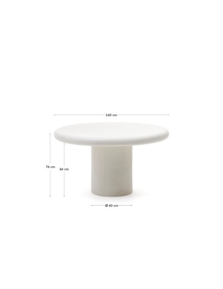 Mesa redonda Addaia de cemento blanco Ø140 cm - Kave Home