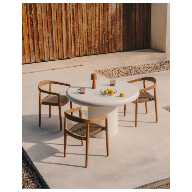 Mesa redonda Addaia de cemento blanco...