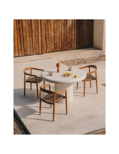 Mesa redonda Addaia de cemento blanco Ø140 cm - Kave Home