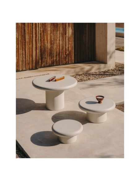 Mesa redonda Addaia de cemento blanco Ø140 cm - Kave Home
