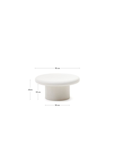 Mesa de centro redonda Addaia de cemento blanco Ø90 cm - Kave Home