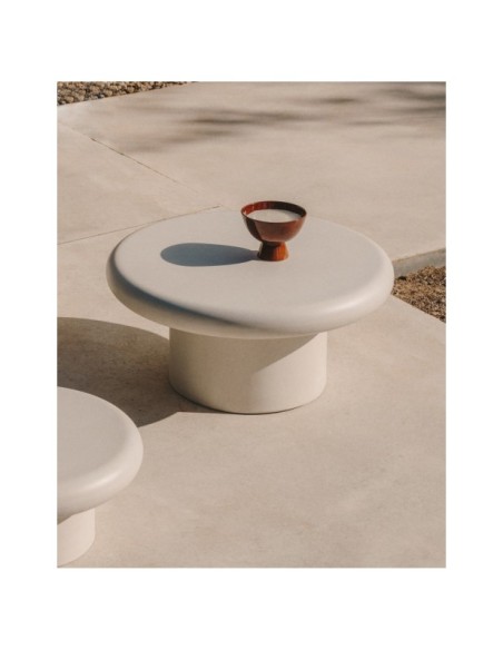 Mesa de centro redonda Addaia de cemento blanco Ø90 cm - Kave Home