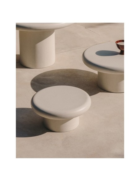 Mesa de centro redonda Addaia de cemento blanco Ø66 cm - Kave Home