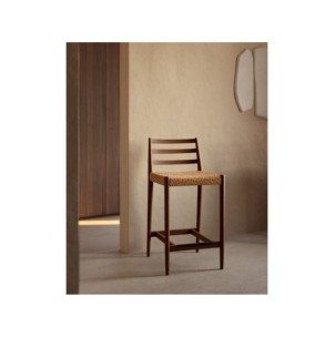 Taburete Analy respaldo madera maciza roble acabado nogal... 2