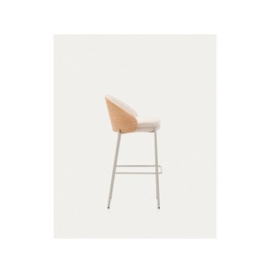 Taburete Eamy chenilla beige, chapado en fresno acabado... 2