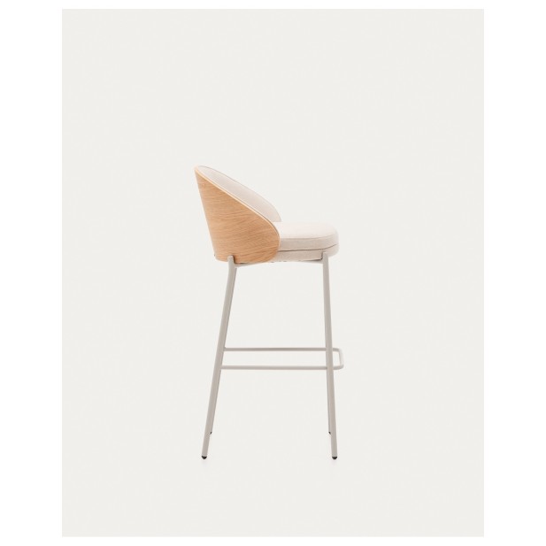 Taburete Eamy chenilla beige, chapado...