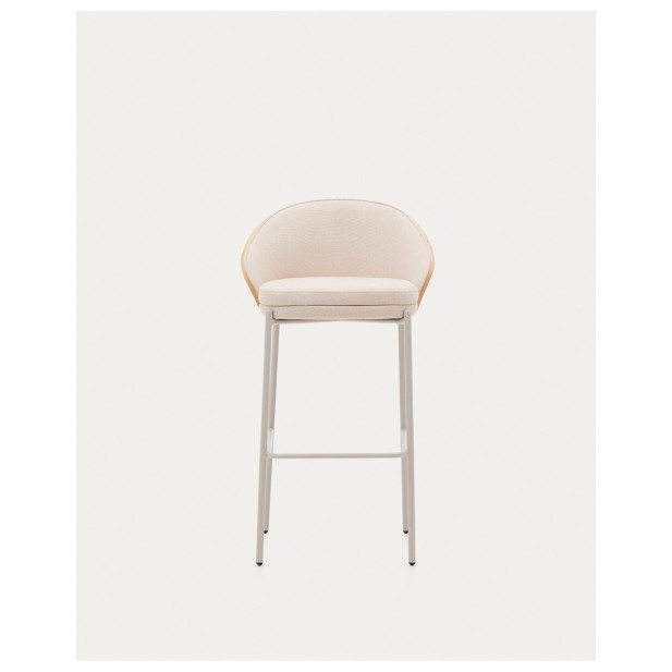 Taburete Eamy chenilla beige, chapado...