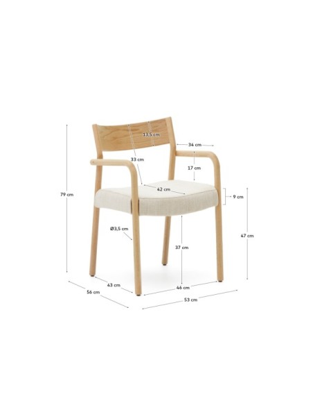 Silla desenfundable Falconera de madera maciza de roble con acabado natural FSC Mix Credit - Kave Home