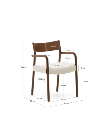 Silla desenfundable Falconera de madera maciza de roble con acabado nogal FSC Mix Credit - Kave Home