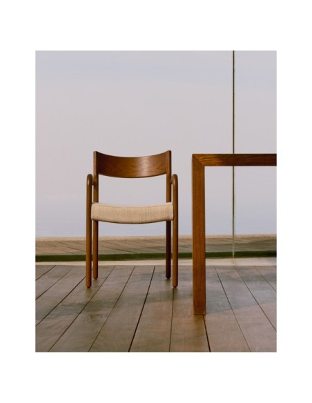 Silla desenfundable Falconera de madera maciza de roble con acabado nogal FSC Mix Credit - Kave Home