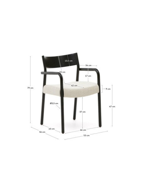 Silla desenfundable Falconera de madera maciza de roble con acabado negro FSC Mix Credit - Kave Home