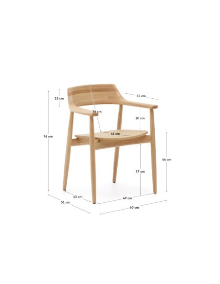 Silla Fondes de madera maciza de roble con acabado natural FSC Mix Credit - Kave Home