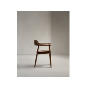 Silla Fondes de madera maciza de roble con acabado nogal... 2