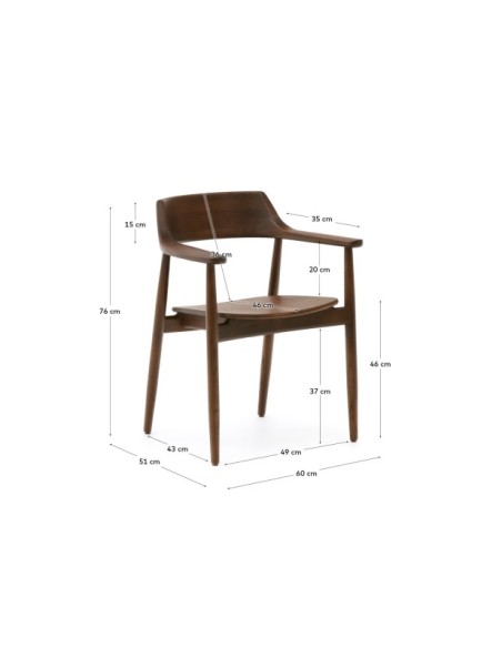 Silla Fondes de madera maciza de roble con acabado nogal FSC Mix Credit - Kave Home