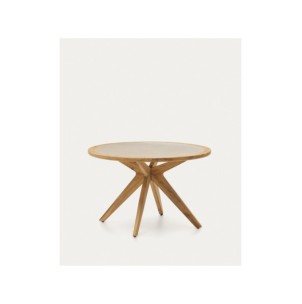 Mesa redonda Julieta de polycemento beige y madera maciza...