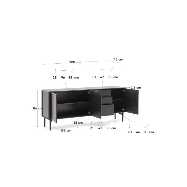 Aparador Lenon 3 puertas y 3 cajones...