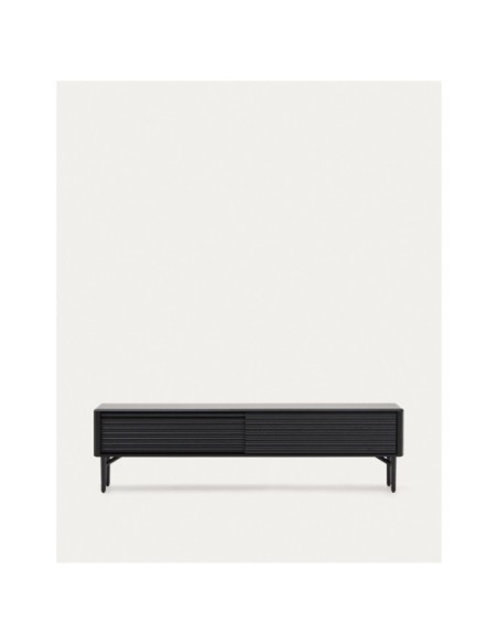 Mueble TV Lenon 2 puertas de madera maciza y chapa de roble negro 200x57 cm FSC Mix Credit - Kave Home