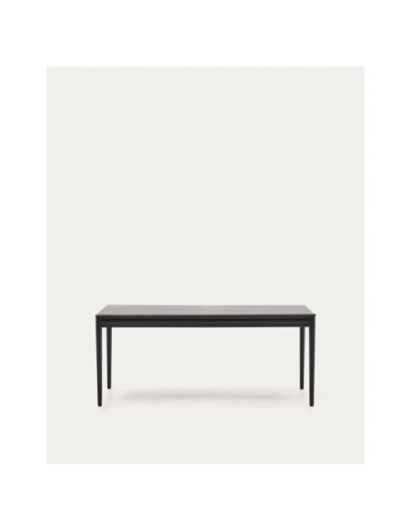 Mesa extensible Lenon de chapa y madera maciza de roble negro 160(200)x90cm FSC Mix Credit - Kave Home