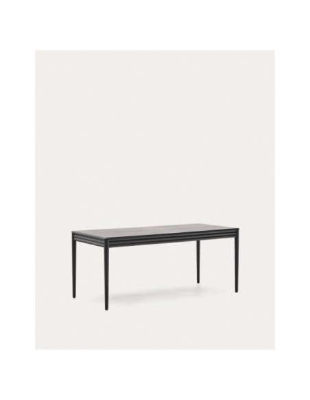Mesa extensible Lenon de chapa y madera maciza de roble negro 160(200)x90cm FSC Mix Credit - Kave Home