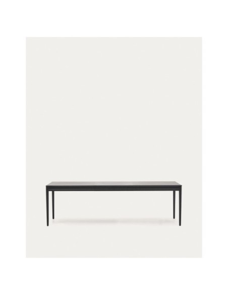 Mesa extensible Lenon de chapa y madera maciza de roble negro 160(200)x90cm FSC Mix Credit - Kave Home