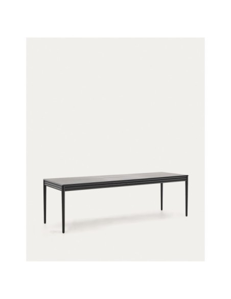 Mesa extensible Lenon de chapa y madera maciza de roble negro 160(200)x90cm FSC Mix Credit - Kave Home