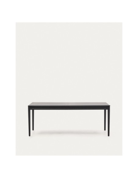 Mesa extensible Lenon de chapa y madera maciza de roble negro 200(280)x90cm FSC Mix Credit - Kave Home