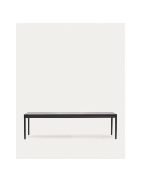 Mesa extensible Lenon de chapa y madera maciza de roble negro 200(280)x90cm FSC Mix Credit - Kave Home