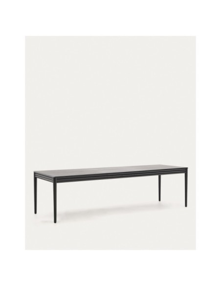 Mesa extensible Lenon de chapa y madera maciza de roble negro 200(280)x90cm FSC Mix Credit - Kave Home