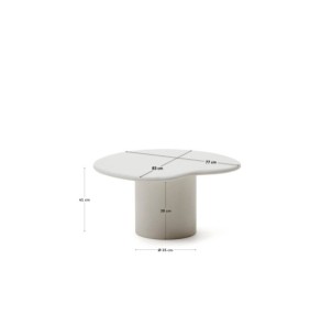 Mesa de centro Macarella de cemento blanco 83 x 77 cm -... 2