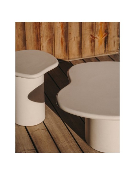 Mesa de centro Macarella de cemento blanco 83 x 77 cm - Kave Home