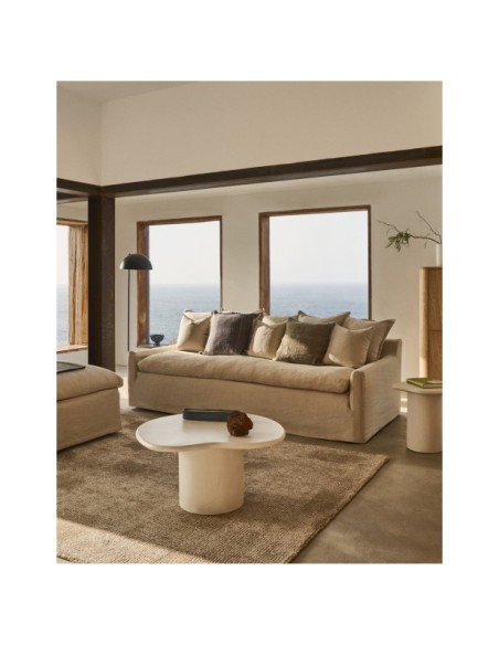 Mesa de centro Macarella de cemento blanco 83 x 77 cm - Kave Home