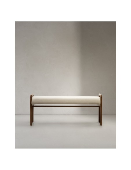 Banco desenfundable Macaret de madera maciza de roble acabado nogal 120 cm FSC Mix Credit - Kave Home