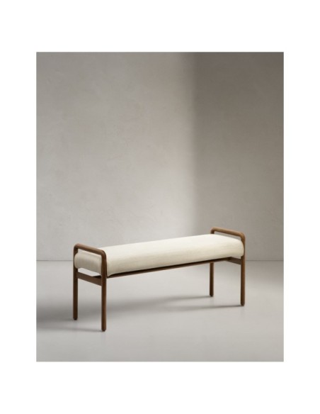 Banco desenfundable Macaret de madera maciza de roble acabado nogal 120 cm FSC Mix Credit - Kave Home