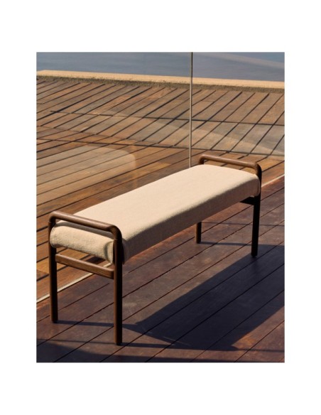 Banco desenfundable Macaret de madera maciza de roble acabado nogal 120 cm FSC Mix Credit - Kave Home